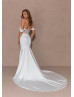 Ivory Satin Slit Minimalist Wedding Dress With Detachable Straps